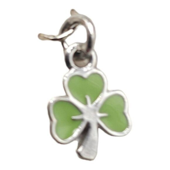 TARA Silver Plated Green Enamel Lucky Shamrock Slide Charm New Old Stock - Picture 2 of 4